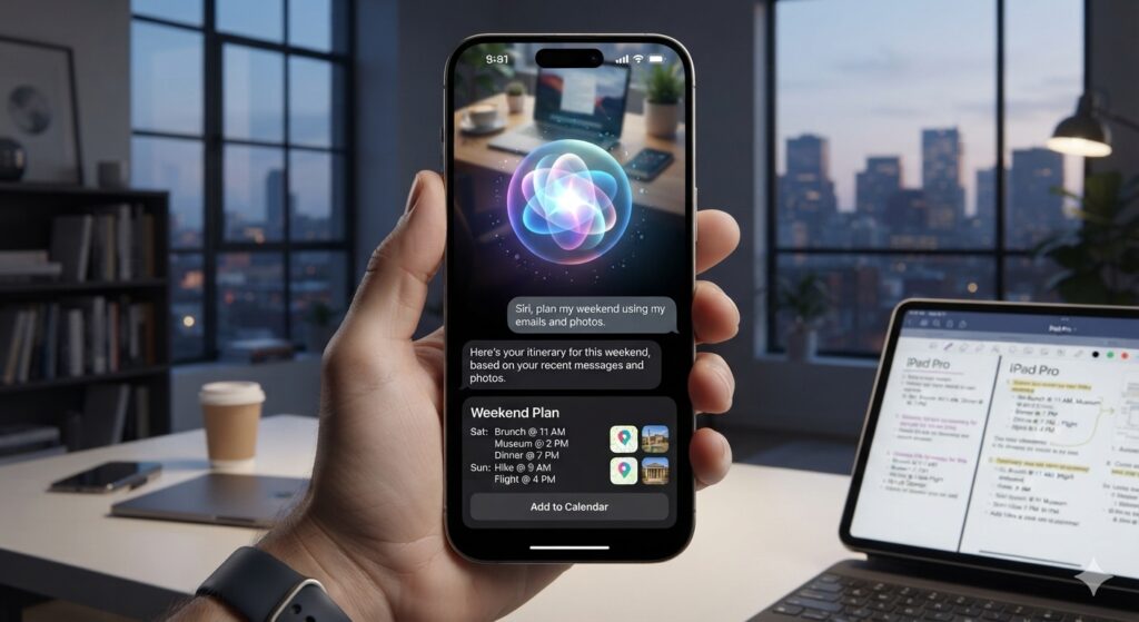 iOS 27 Siri AI interface running on iPhone